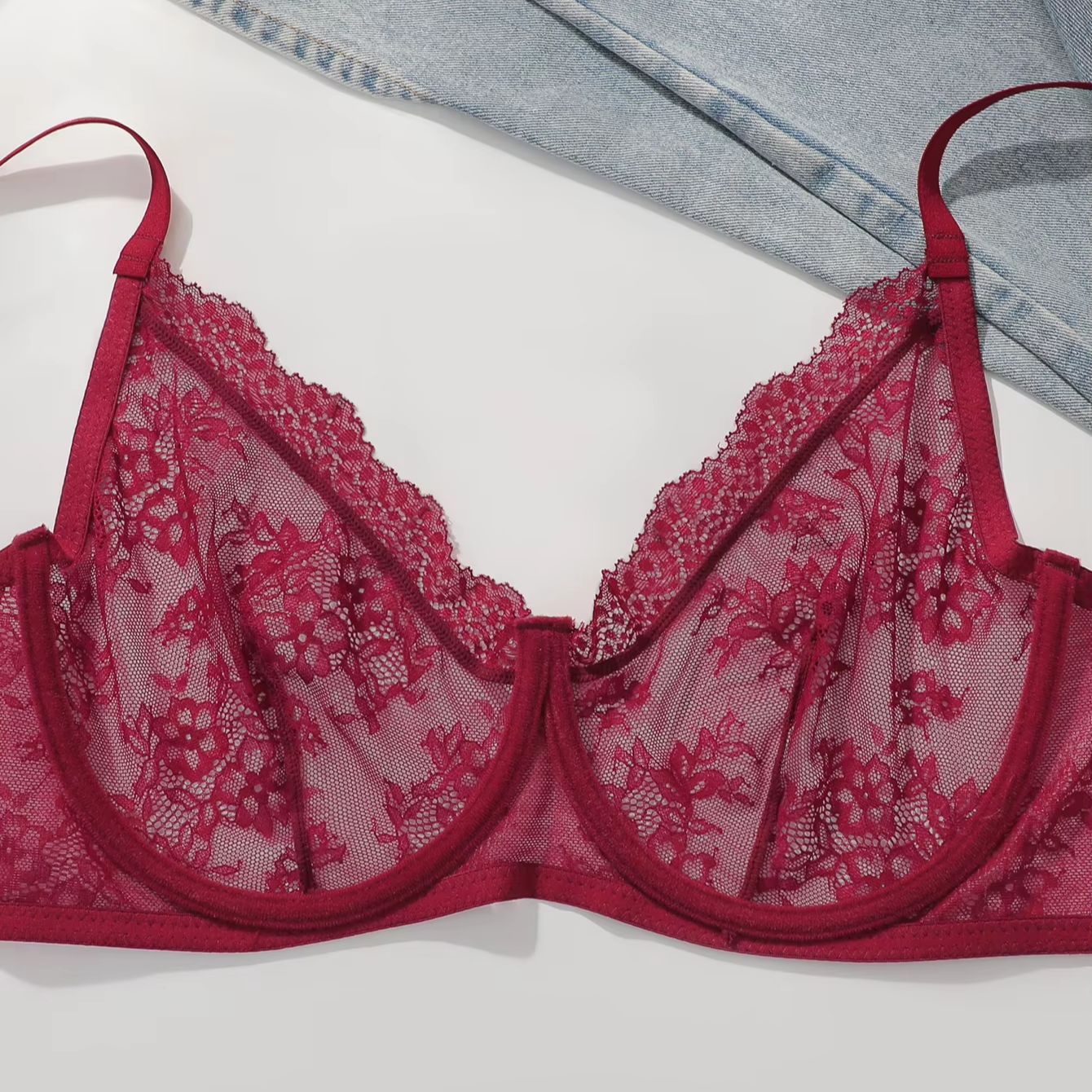 Women Plus Size Red Lace Sheer - Sheer Bra Lace review and price